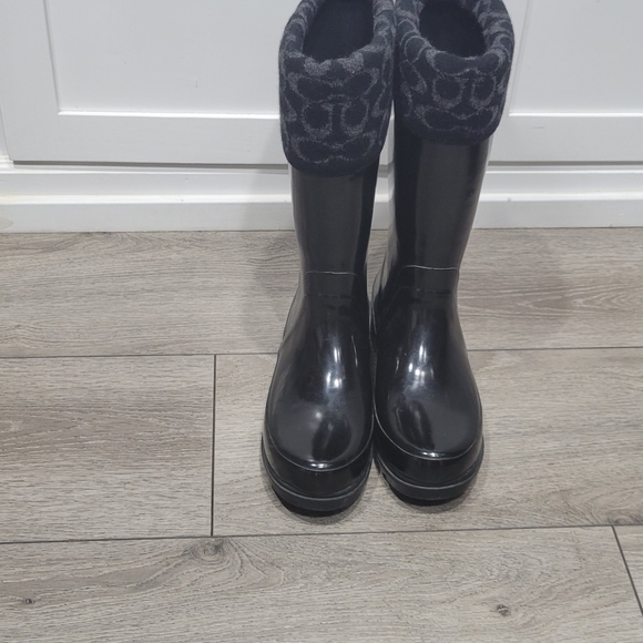 Black Coach rainboots size 10 - Picture 3 of 7